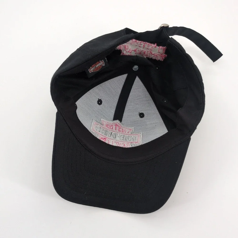 Harley-Davidson Bartels' Los Angeles CA Black Adjustable Baseball Cap Hat Pink